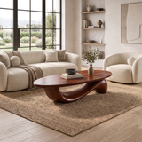 Velilune Sculpted Loop-Base Handcrafted Coffee Table by Timberustic — Mahogany finish