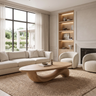 Velilune Sculpted Loop-Base Handcrafted Coffee Table by Timberustic — Natural Oak finish