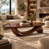 Velilune Sculpted Loop-Base Handcrafted Coffee Table by Timberustic — product dimensions