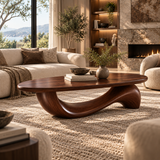 Velilune Sculpted Loop-Base Handcrafted Coffee Table by Timberustic — overall product view