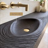 Velirell Concentric Sculpted Surface Handcrafted Floating Bathroom Vanity with Integrated Sink - Timberustic Floating Bathroom Vanity with Integrated Sink