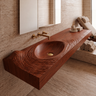 Velirell Concentric Sculpted Surface Handcrafted Floating Bathroom Vanity with Integrated Sink Mahogany - Timberustic Floating Bathroom Vanity with Integrated Sink