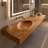 Velirell Concentric Sculpted Surface Handcrafted Floating Bathroom Vanity with Integrated Sink Teak - Timberustic Floating Bathroom Vanity with Integrated Sink