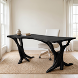 Velivane Live Edge Sculpted Tree Base Handcrafted Desk Black - Timberustic Desk