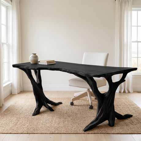 Velivane Live Edge Sculpted Tree Base Handcrafted Desk Black - Timberustic Desk