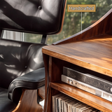Velivella Curved Profile Handcrafted Record Player Stand With Storage - Timberustic Record Player Stand With Storage