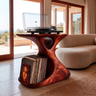 Veliwyn Sculpted Hourglass Frame Handcrafted Record Player Stand With Storage Mahogany - Timberustic Record Player Stand With Storage