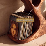 Veliwyn Sculpted Hourglass Frame Handcrafted Record Player Stand With Storage - Timberustic Record Player Stand With Storage