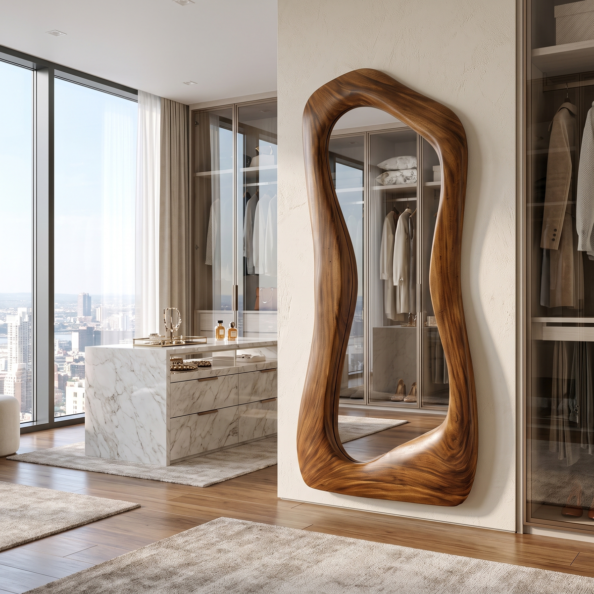 Velmira Flowing Sculpted Handcrafted Mirror Frame Brown - Timberustic Mirror