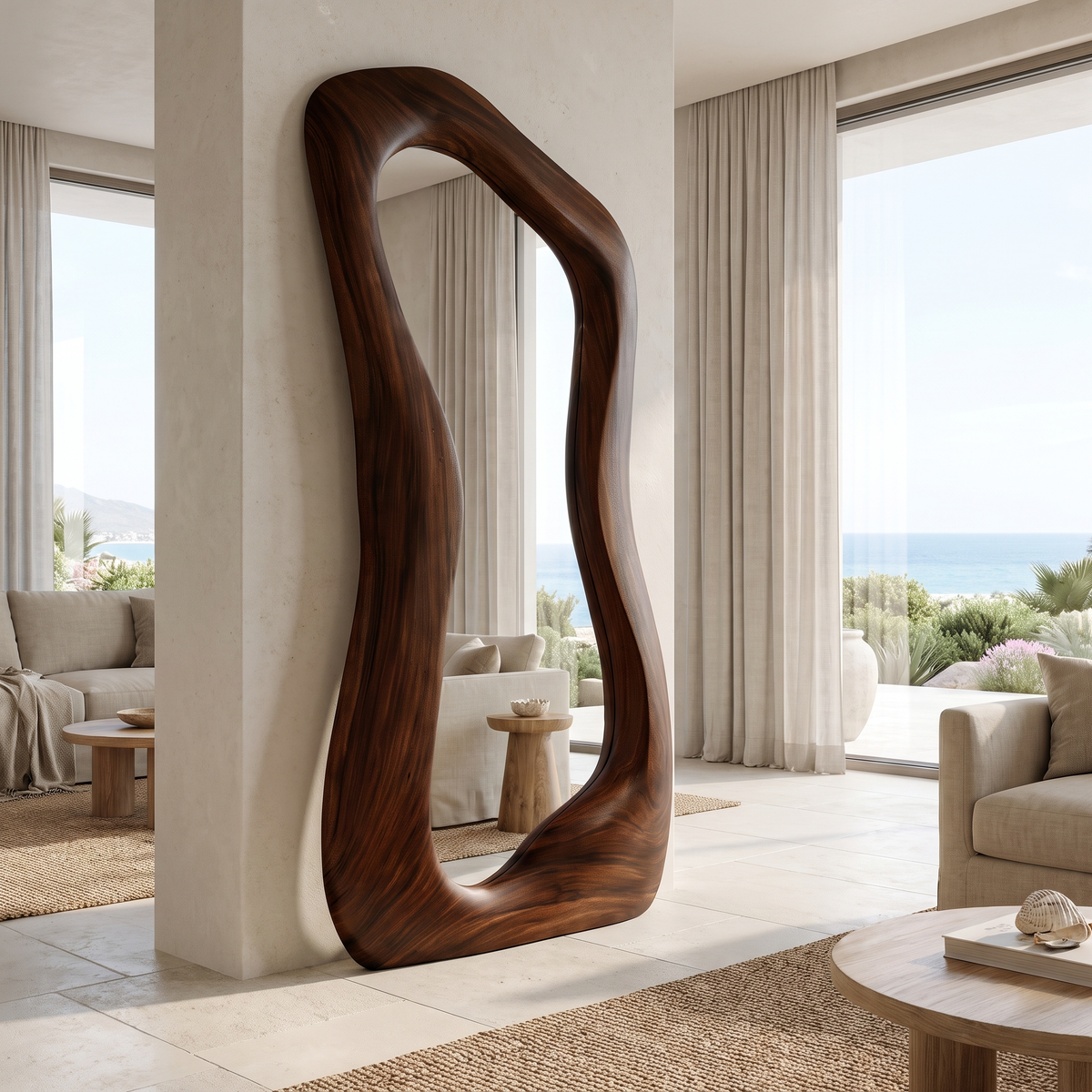 Velmira Flowing Sculpted Handcrafted Mirror Frame Dark Walnut - Timberustic Mirror