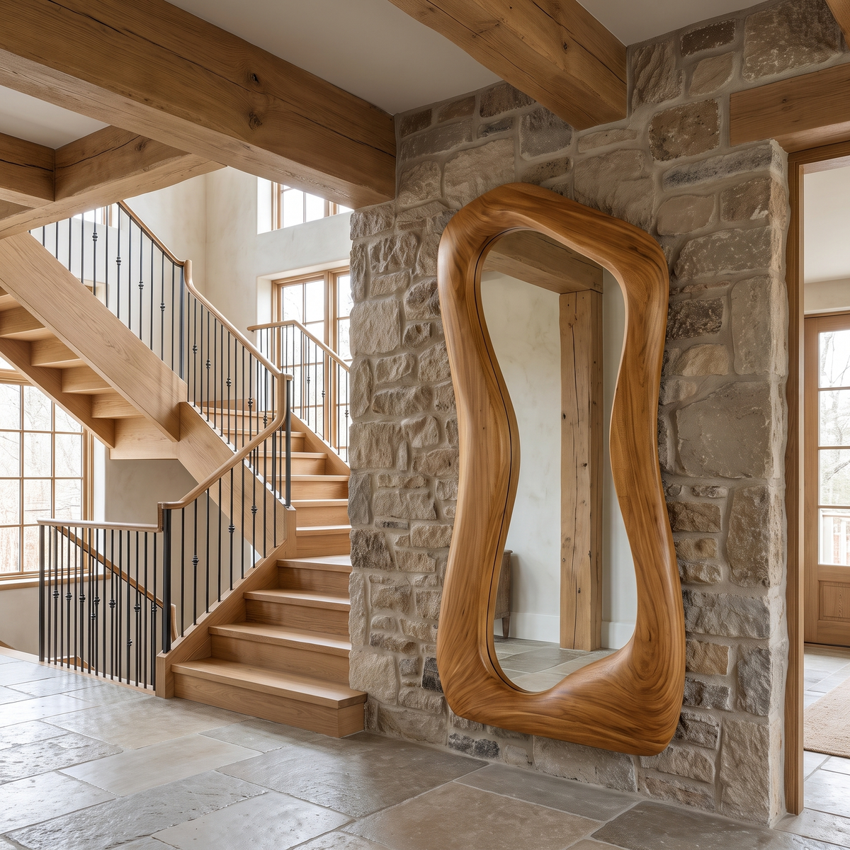Velmira Flowing Sculpted Handcrafted Mirror Frame Teak - Timberustic Mirror