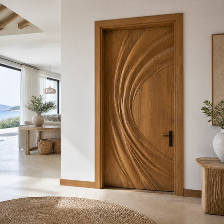Velorell Radiating Fold Sculpted Handcrafted Door Teak - Timberustic Door