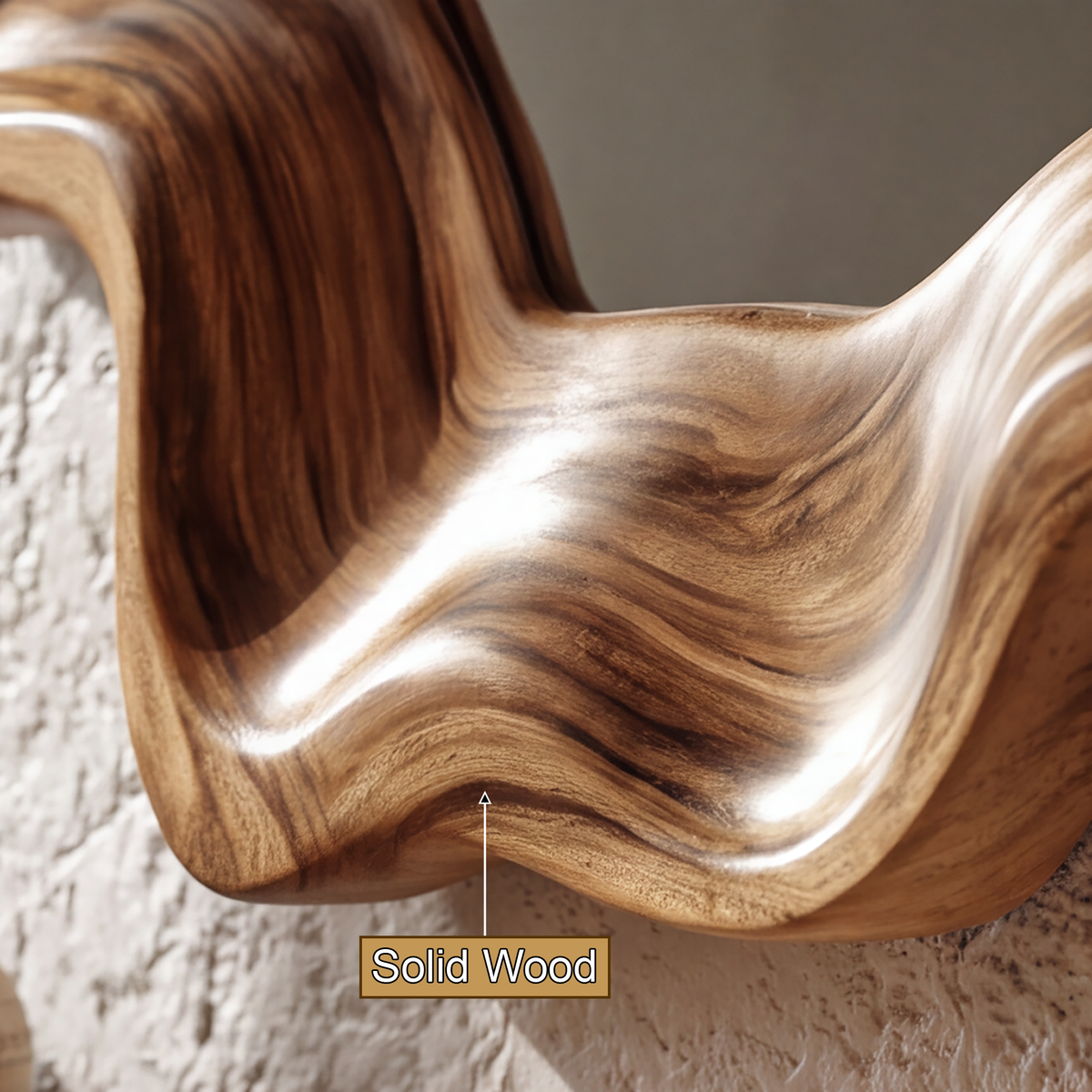 Velovale Undulating Sculpted Handcrafted Mirror Frame by Timberustic — solid wood detail