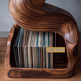 Vinyra Twisting Sculpted Handcrafted Record Player Stand With Storage - Timberustic Record Player Stand With Storage