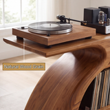 Vireamere Sculpted Curve Handcrafted Record Player Stand With Storage - Timberustic Record Player Stand With Storage