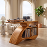 Vireamere Sculpted Curve Handcrafted Record Player Stand With Storage Teak - Timberustic Record Player Stand With Storage