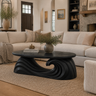 Virearell Sculpted Handcrafted Solid Wood Coffee Table by Timberustic — Black finish