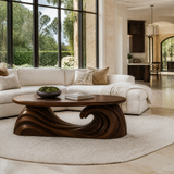 Virearell Sculpted Handcrafted Solid Wood Coffee Table by Timberustic — Dark Walnut finish