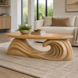 Virearell Sculpted Handcrafted Solid Wood Coffee Table by Timberustic — Natural Oak finish