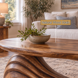 Virearell Sculpted Handcrafted Solid Wood Coffee Table by Timberustic — natural wood grain detail