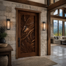 Vireedell Sculpted Botanical Leaf Handcrafted Door by Timberustic — Dark Walnut finish