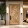 Vireedell Sculpted Botanical Leaf Handcrafted Door by Timberustic — Natural Oak finish