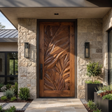 Vireedell Sculpted Botanical Leaf Handcrafted Door by Timberustic — overall product view