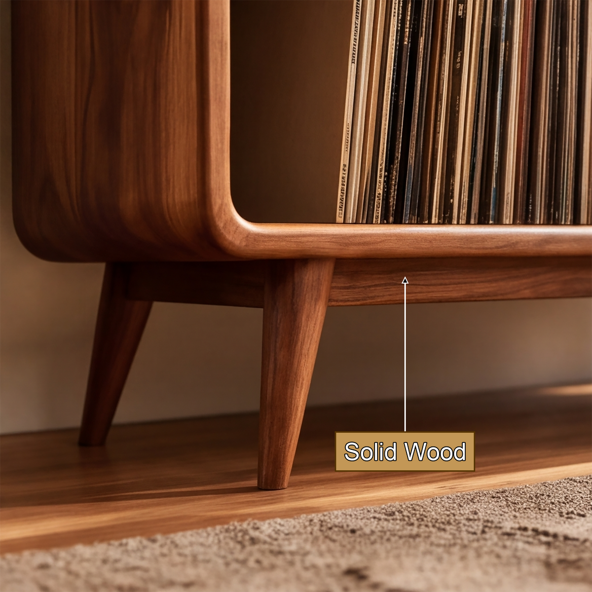 Vireedrin Sculpted Rounded Cabinet Handcrafted Record Player Stand With Storage - Timberustic Record Player Stand With Storage