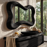 Vireelora Flowing Sculpted Handcrafted Mirror Frame by Timberustic — Black finish