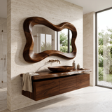 Vireelora Flowing Sculpted Handcrafted Mirror Frame by Timberustic — Dark Walnut finish