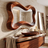 Vireelora Flowing Sculpted Handcrafted Mirror Frame by Timberustic — Mahogany finish