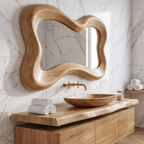 Vireelora Flowing Sculpted Handcrafted Mirror Frame by Timberustic — Natural Oak finish