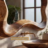 Vireelora Flowing Sculpted Handcrafted Mirror Frame by Timberustic — natural wood grain detail