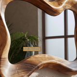Vireelora Flowing Sculpted Handcrafted Mirror Frame by Timberustic — solid wood detail