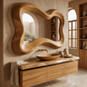 Vireelora Flowing Sculpted Handcrafted Mirror Frame by Timberustic — Teak finish