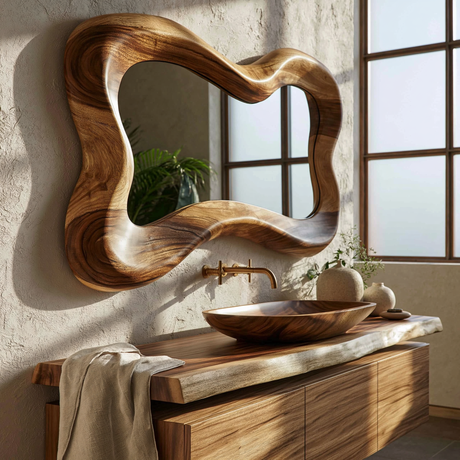 Vireelora Flowing Sculpted Handcrafted Mirror Frame - Timberustic Mirror