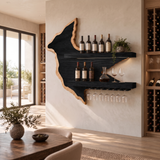 Vireemere Live Edge Handcrafted Floating Wine Shelf by Timberustic — Black finish