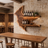 Vireemere Live Edge Handcrafted Floating Wine Shelf by Timberustic — Brown finish