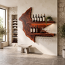 Vireemere Live Edge Handcrafted Floating Wine Shelf by Timberustic — Mahogany finish