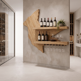 Vireemere Live Edge Handcrafted Floating Wine Shelf by Timberustic — Natural Oak finish