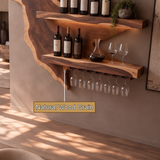 Vireemere Live Edge Handcrafted Floating Wine Shelf by Timberustic — natural wood grain detail