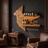Vireemere Live Edge Handcrafted Floating Wine Shelf by Timberustic — Teak finish