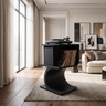 Vireevale Sculpted Curved Pedestal Handcrafted Record Player Stand With Storage Black - Timberustic Record Player Stand With Storage