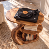 Vireevella Branching Sculpted Handcrafted Record Player Stand With Storage - Timberustic Record Player Stand With Storage
