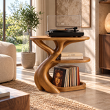 Vireevella Branching Sculpted Handcrafted Record Player Stand With Storage Teak - Timberustic Record Player Stand With Storage