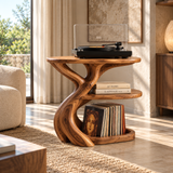 Vireevella Branching Sculpted Handcrafted Record Player Stand With Storage - Timberustic Record Player Stand With Storage