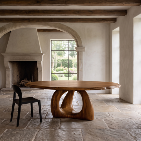 Vireewyn Round Live Edge Sculpted Base Handcrafted Round Dining Table Brown - Timberustic Dining Table