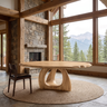 Vireewyn Round Live Edge Sculpted Base Handcrafted Round Dining Table by Timberustic — Natural Oak finish