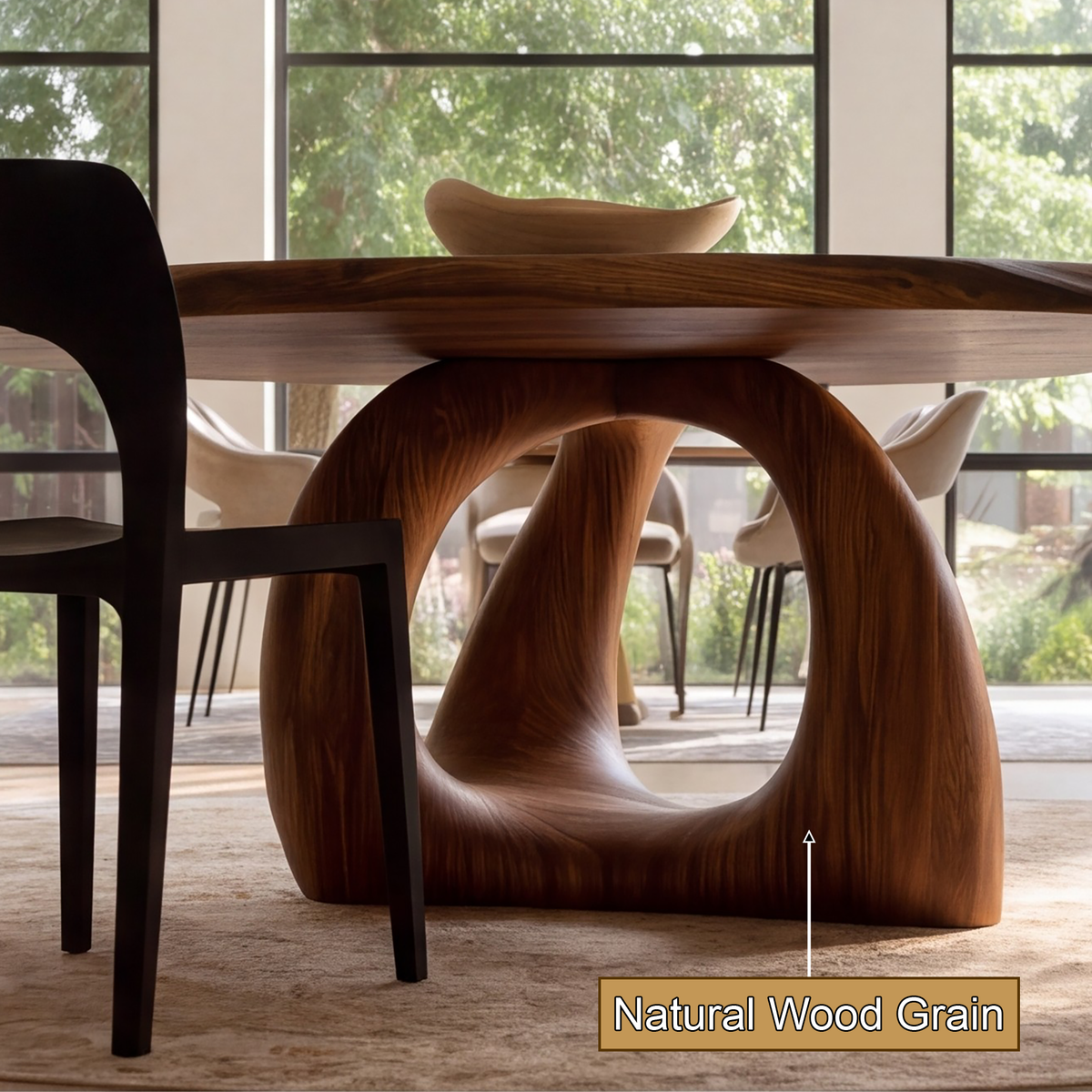 Vireewyn Round Live Edge Sculpted Base Handcrafted Round Dining Table by Timberustic — natural wood grain detail