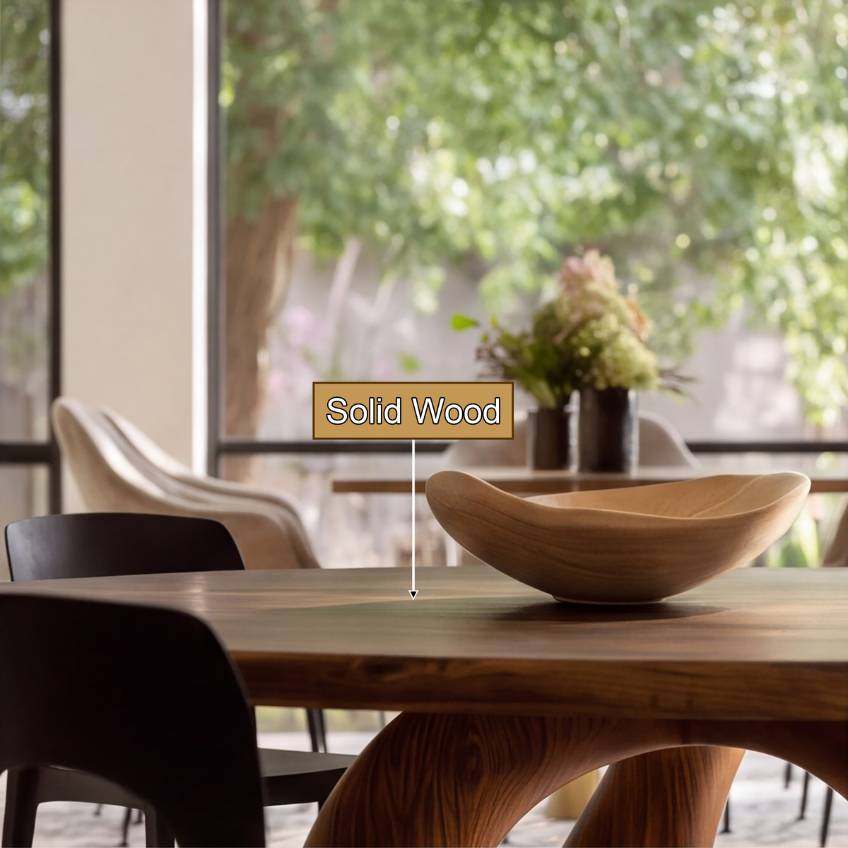 Vireewyn Round Live Edge Sculpted Base Handcrafted Round Dining Table by Timberustic — solid wood detail